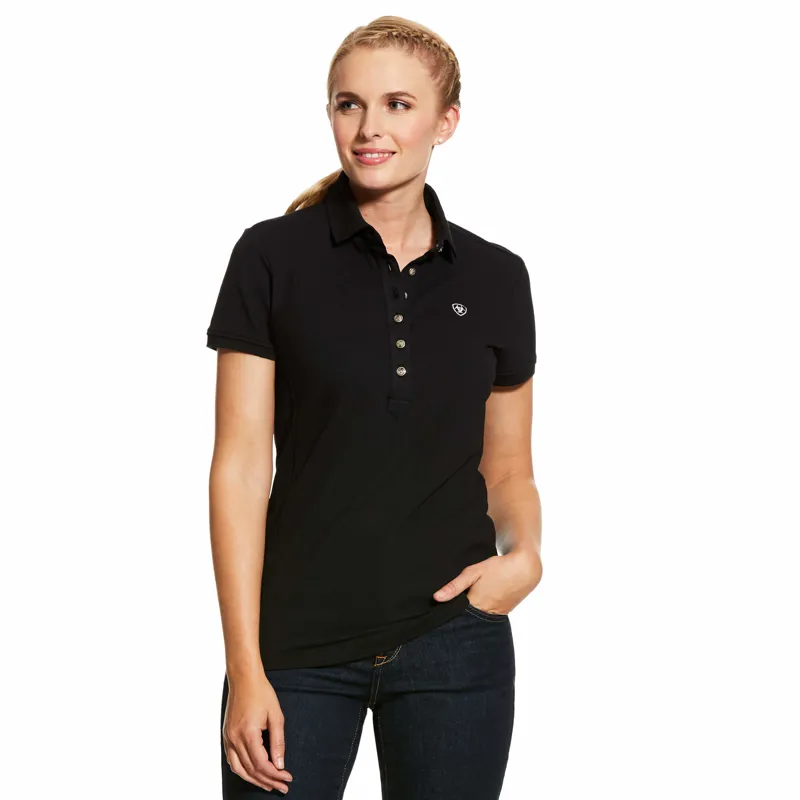 Ariat Ladies Prix Short Sleeve Polo Shirt in Black-1